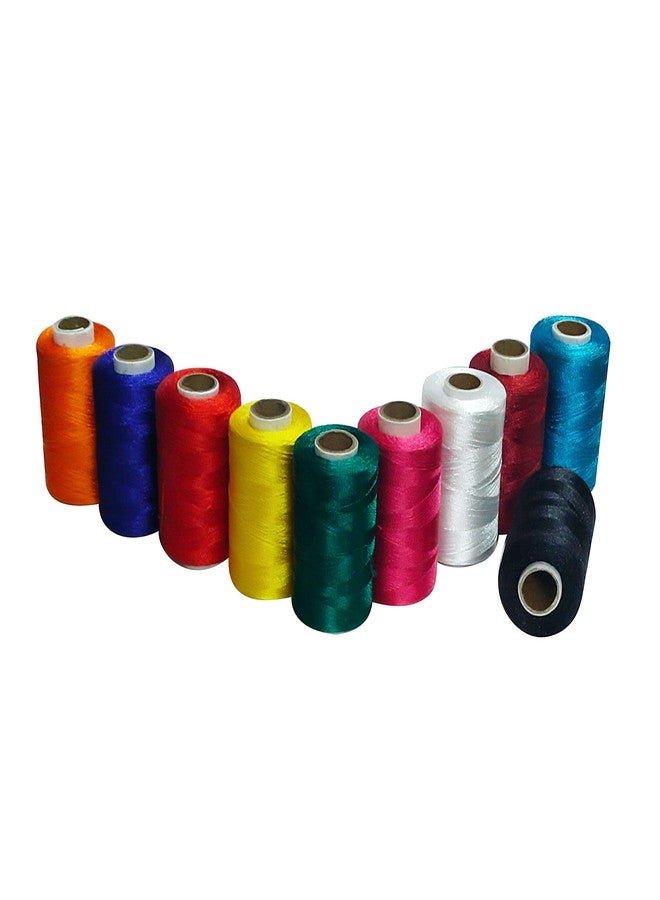 Zoohi Broght Polyester Silk Thread Color Set for Jewellery-Tassel Making- Embroidery-Crafts, Shiny Soft Thread spools (10PCS, Mix) - Image 1